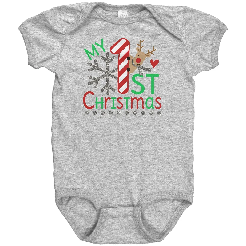 Navy T-shirts classic -My First Christmas Short Sleeve Baby Snap Bodysuit Onesie