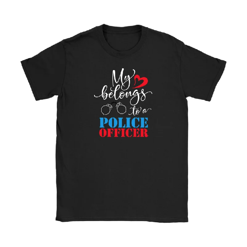 Puzzle T-shirts think -My Heart Belongs to a POLICE OFFICER Women's T-Shirt