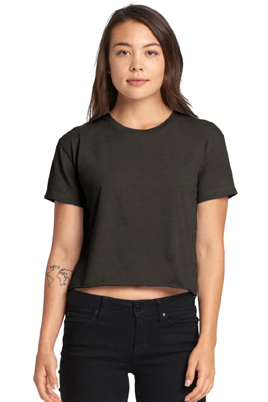 Streetwear T-shirts urban -Next Level Womens Festival Cali Crop Short Sleeve Crewneck T-Shirt - Charcoal Grey