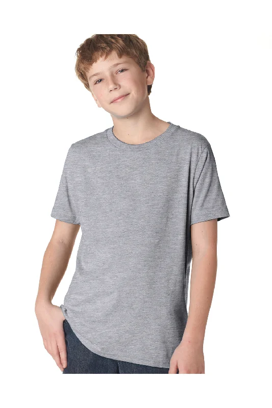 Short sleeve T-shirts summer -Next Level Youth Fine Jersey Short Sleeve Crewneck T-Shirt - Heather Grey