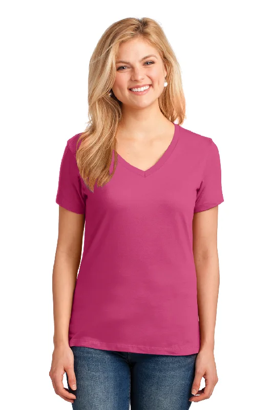 Nature T-shirts outdoors -Port & Company Womens Core Short Sleeve V-Neck T-Shirt - Sangria Pink