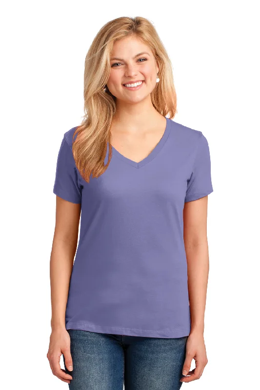 Fishing T-shirts calm -Port & Company Womens Core Short Sleeve V-Neck T-Shirt - Violet Purple