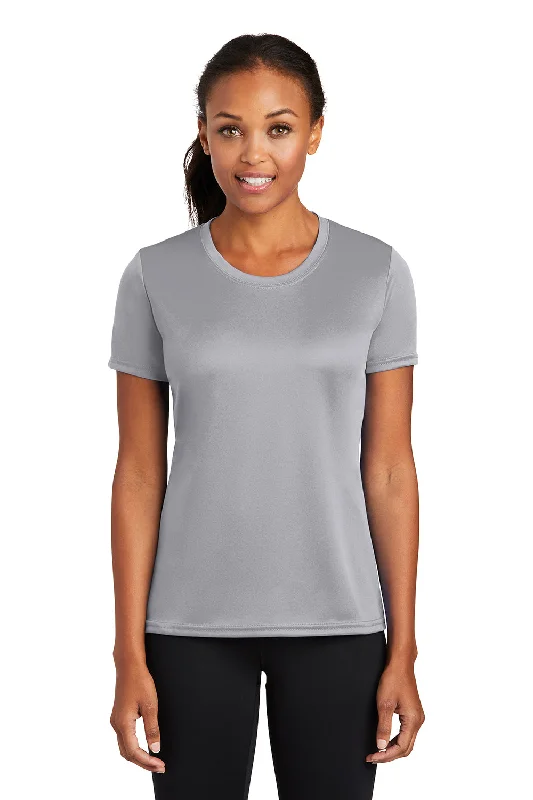 Vegan T-shirts green -Port & Company Womens Dry Zone Performance Moisture Wicking Short Sleeve Crewneck T-Shirt - Silver Grey