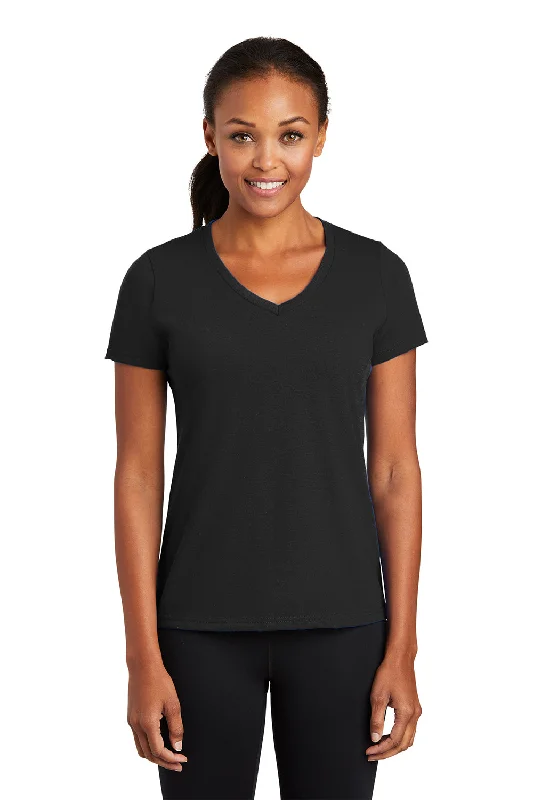 River T-shirts flowing -Port & Company Womens Dry Zone Performance Moisture Wicking Short Sleeve V-Neck T-Shirt - Jet Black