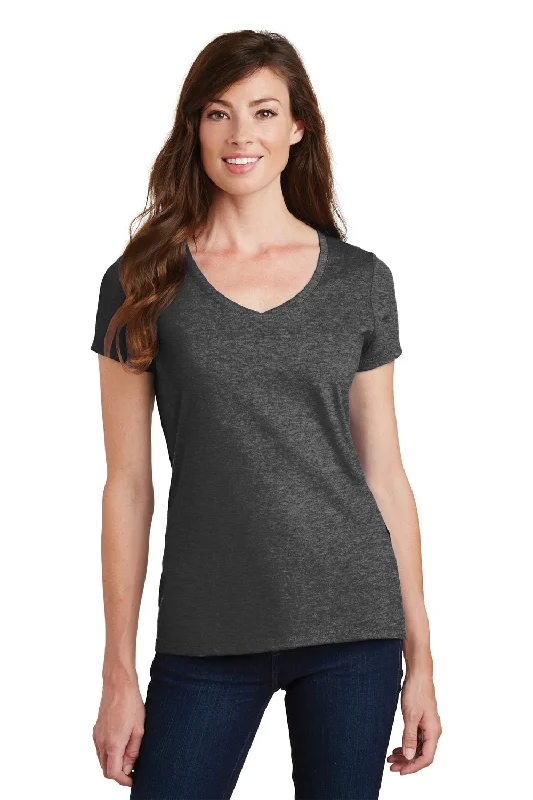 Fitted T-shirts slim -Port & Company Womens Fan Favorite Short Sleeve V-Neck T-Shirt - Heather Dark Grey