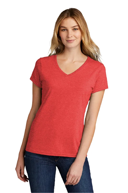 Donut T-shirts hole -Port & Company Womens Short Sleeve V-Neck T-Shirt - Heather Bright Red