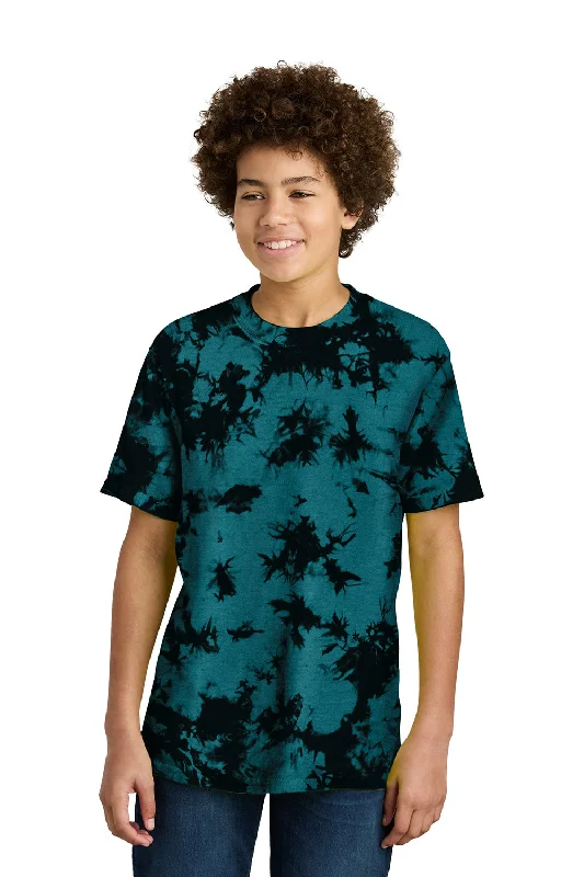 Birthday T-shirts party -Port & Company Youth Crystal Tie-Dye Short Sleeve Crewneck T-Shirt - Black/Teal