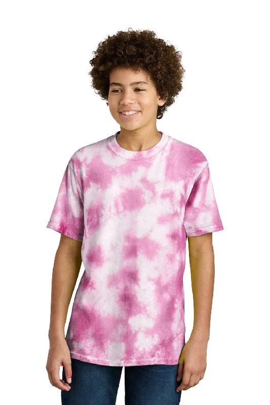 Space tech T-shirts orbit -Port & Company Youth Crystal Tie-Dye Short Sleeve Crewneck T-Shirt - Bright Pink