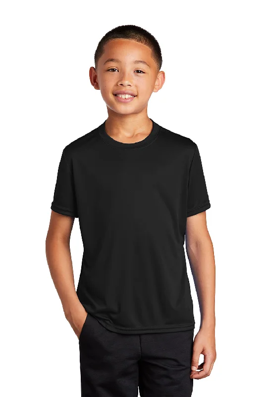 Patterned T-shirts unique -Port & Company Youth Dry Zone Performance Moisture Wicking Short Sleeve Crewneck T-Shirt - Jet Black