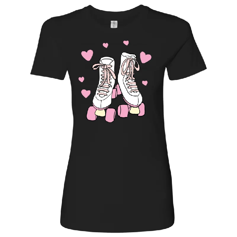 Weekend T-shirts chill -Retro White and Pink ROLLER SKATES Women's T-Shirt