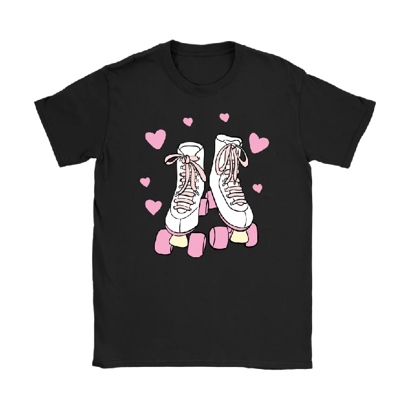 Bike T-shirts ride -Retro White and Pink ROLLER SKATES Women's T-Shirt