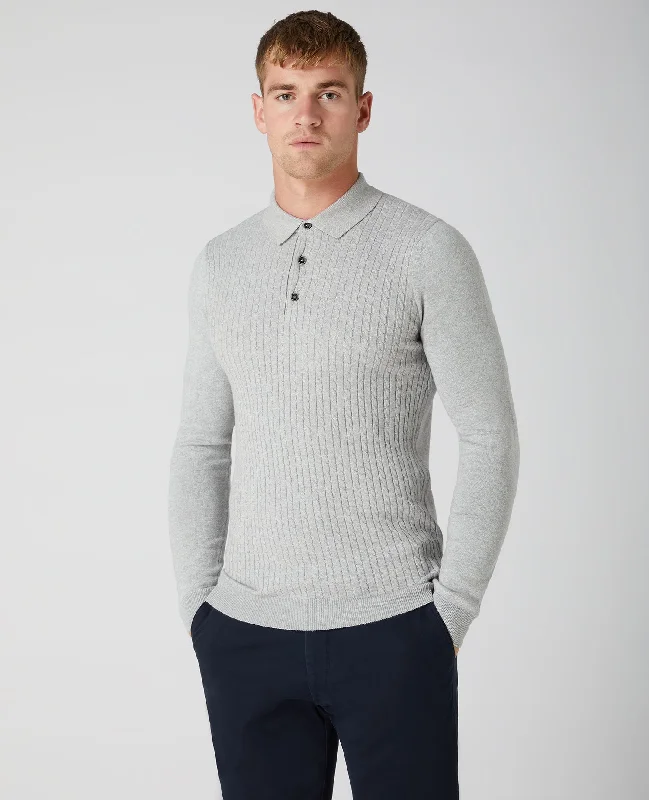 PC T-shirts click -Slim Fit Cotton Long Sleeve Knitted Polo