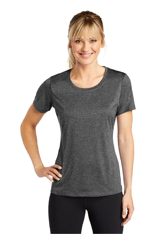 Water T-shirts clear -Sport-Tek Womens Contender Heather Moisture Wicking Short Sleeve Crewneck T-Shirt - Heather Graphite Grey