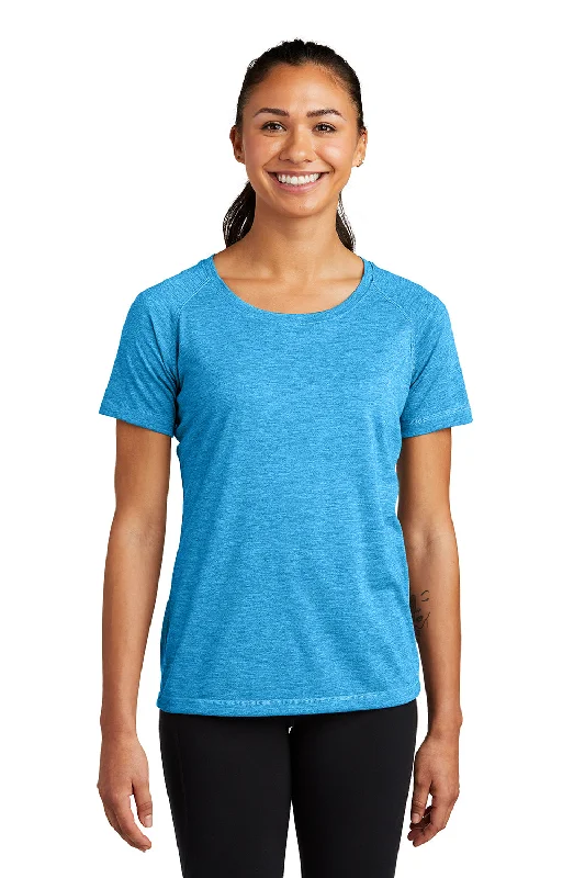 New Year T-shirts spark -Sport-Tek Womens Moisture Wicking Short Sleeve Scoop Neck T-Shirt - Heather Pond Blue