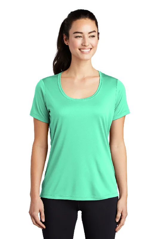 Hunting T-shirts tough -Sport-Tek Womens Moisture Wicking Short Sleeve Scoop Neck T-Shirt - Bright Seafoam Green