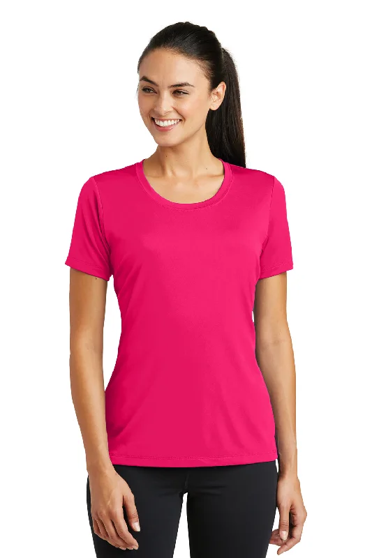 Work T-shirts durable -Sport-Tek Womens Tough Moisture Wicking Short Sleeve Crewneck T-Shirt - Raspberry Pink - Closeout