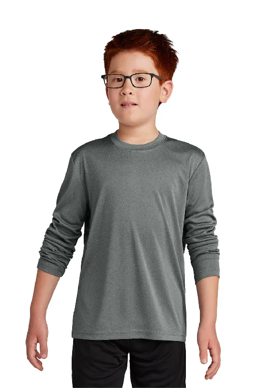 Surfboard T-shirts wave -Sport-Tek Youth Competitor Moisture Wicking Long Sleeve Crewneck T-Shirt - Heather Iron Grey