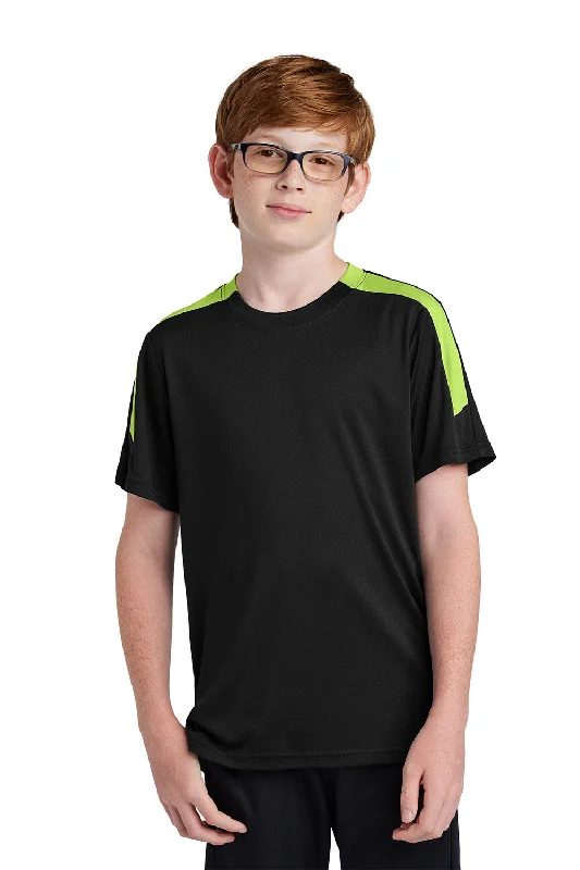 Thanksgiving T-shirts feast -Sport-Tek Youth Moisture Wicking Competitor United Short Sleeve Crewneck T-Shirt - Black/Lime Shock Green - COMING SOON