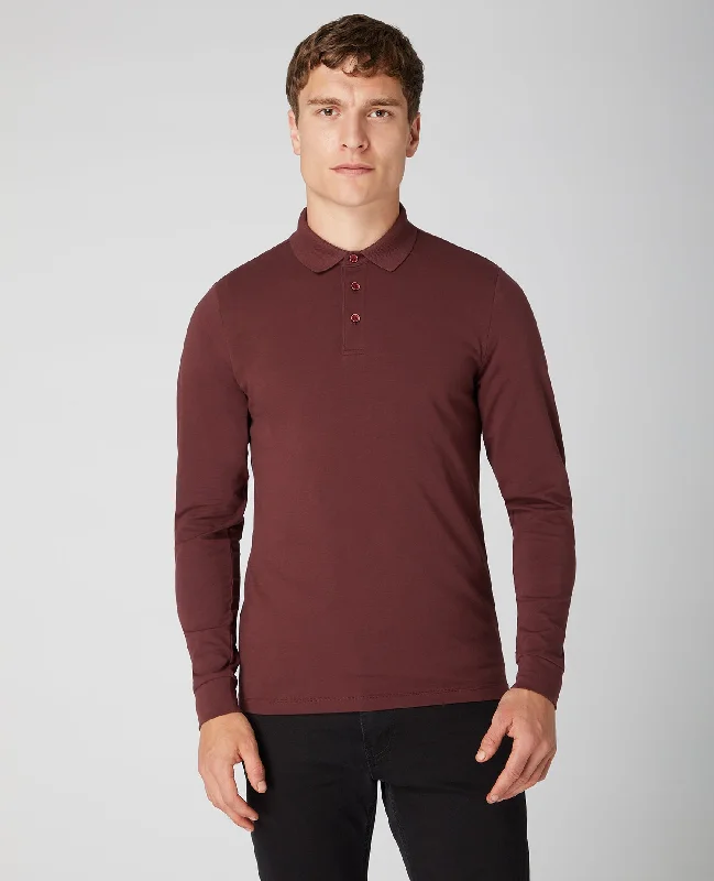 Running T-shirts fast -Tapered Fit Cotton-Stretch Long-Sleeve Polo Shirt