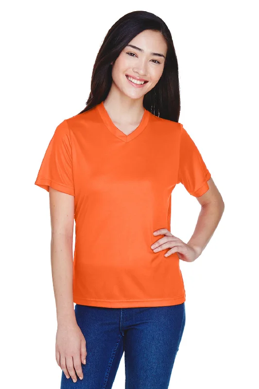 Ocean graphic T-shirts wave -Team 365 Womens Zone Performance Moisture Wicking Short Sleeve V-Neck T-Shirt - Orange