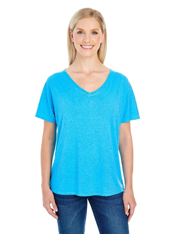 Ranch T-shirts cowboy -Threadfast Apparel Ladies Triblend Fleck Flowy V-Neck Tee