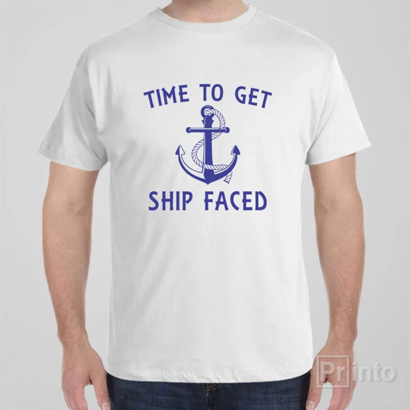 Holiday graphic T-shirts cheer -Time to get ship faced - T-shirt