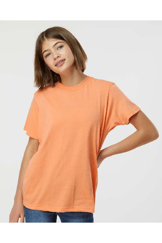 Fan T-shirts cheer -Tultex Youth Fine Jersey Short Sleeve Crewneck T-Shirt - Heather Cantaloupe Orange