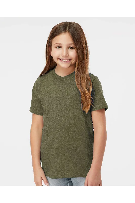 Day T-shirts bright -Tultex Youth Fine Jersey Short Sleeve Crewneck T-Shirt - Heather Military Green