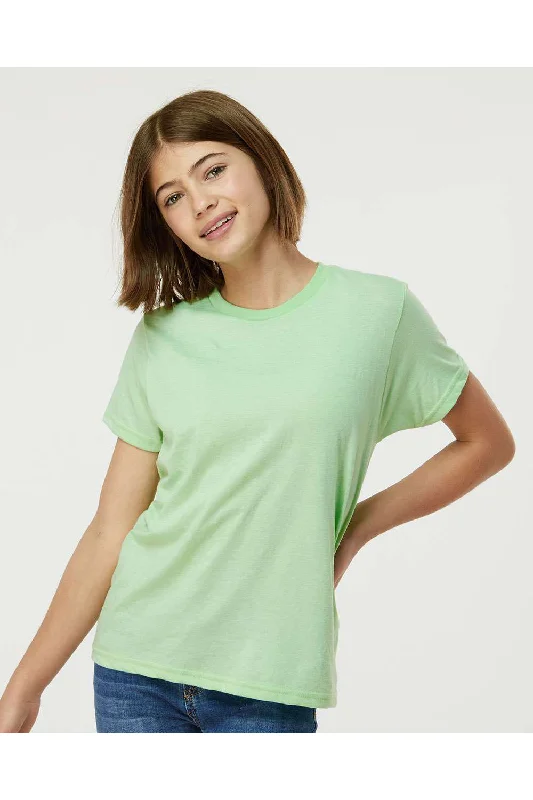 Work T-shirts durable -Tultex Youth Fine Jersey Short Sleeve Crewneck T-Shirt - Heather Neo Mint Green