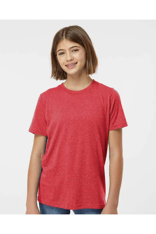 City graphic T-shirts skyline -Tultex Youth Poly-Rich Short Sleeve Crewneck T-Shirt - Heather Red