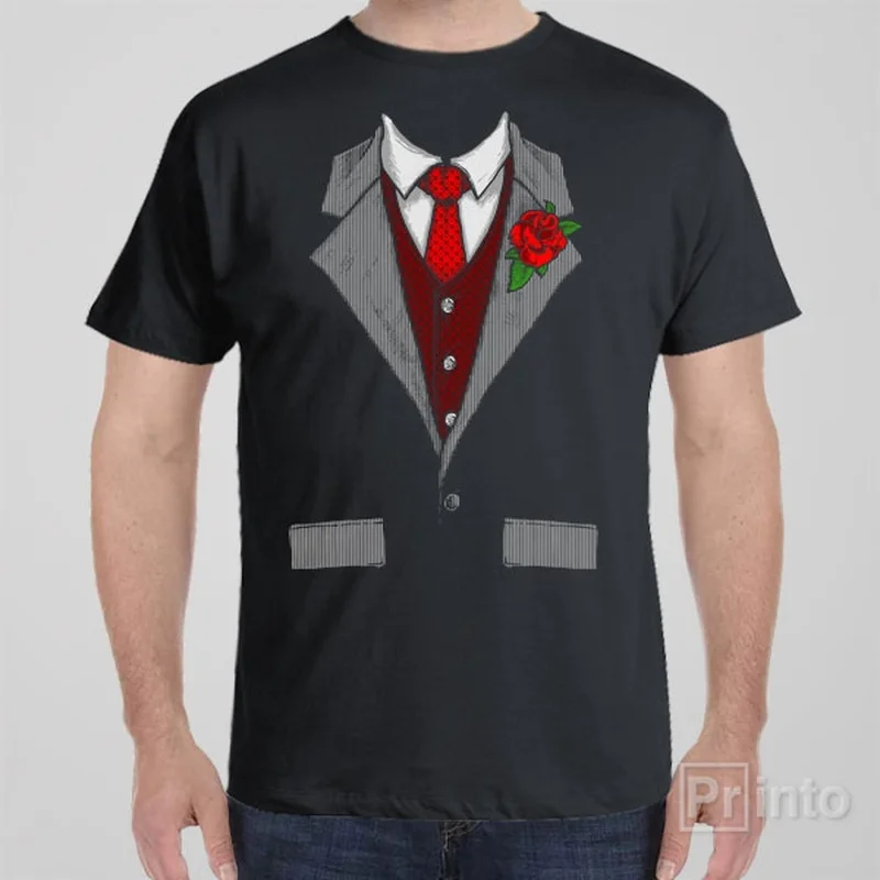 Fall graphic T-shirts leaves -Tweed tuxedo T-shirt