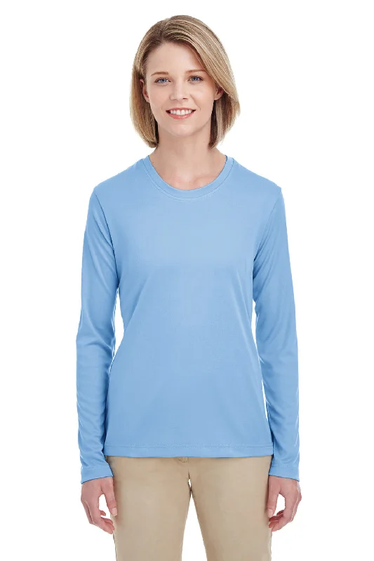 Meditation T-shirts calm -UltraClub Womens Cool & Dry Performance Moisture Wicking Long Sleeve Crewneck T-Shirt - Columbia Blue