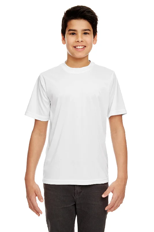 Team graphic T-shirts crew -UltraClub Youth Cool & Dry Performance Moisture Wicking Short Sleeve Crewneck T-Shirt - White