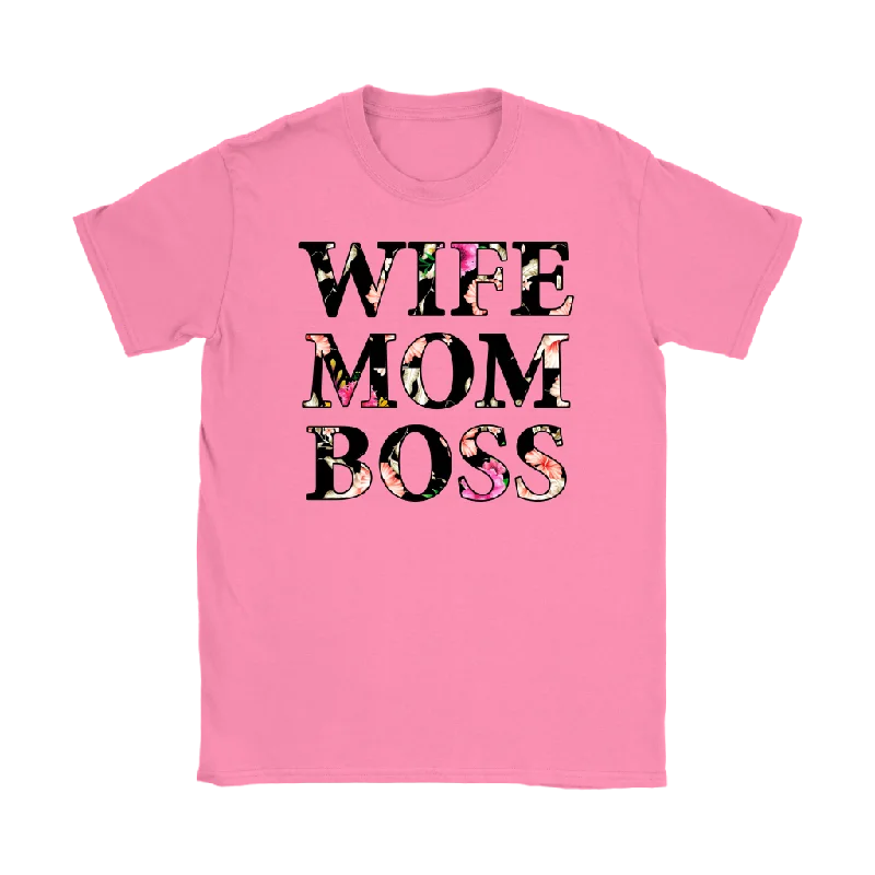 Gamer T-shirts play -WIFE MOM BOSS Floral Design Women's T-Shirt