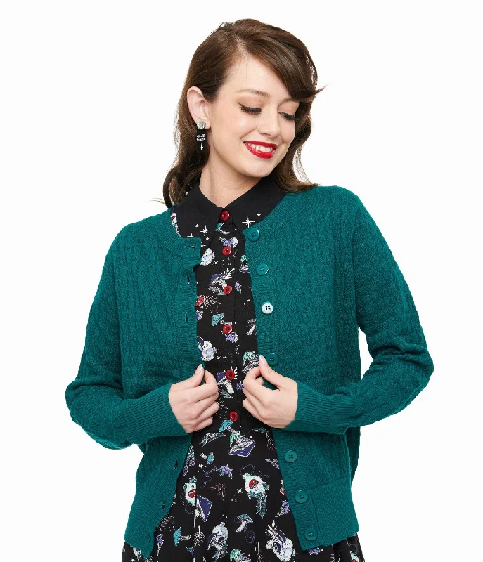 Loose fit cardigan -Banned 1950s Green Katie Cardigan