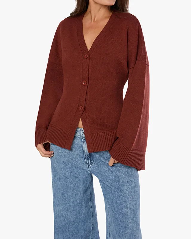 Slim red cardigan -Cinched Waist Cardigan