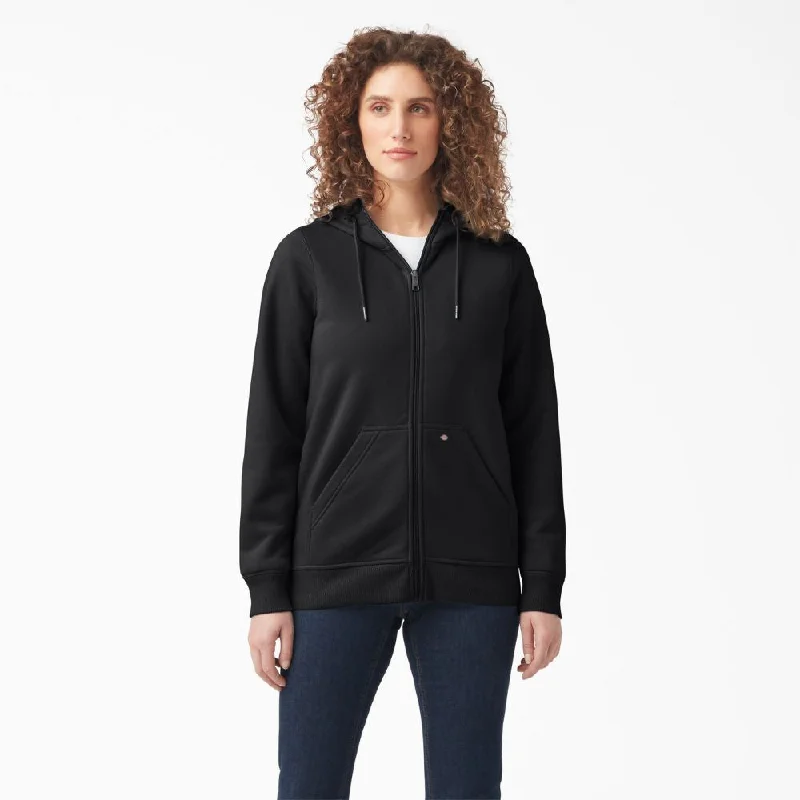 Hooded red cardigan -Dickies Women's Zip Front Heavyweight Hooded Sweater FW201 - Black