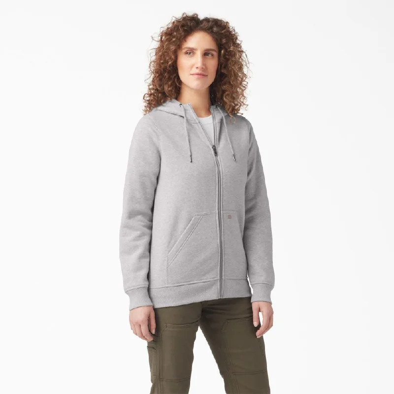 Thin white cardigan -Dickies Women's Zip Front Heavyweight Hooded Sweater FW201 - Grey