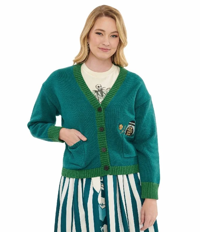 Ribbed white cardigan -Time Burton's The Nightmare Before Christmas by Unique Vintage Teal Deadly Night Shade Cardigan