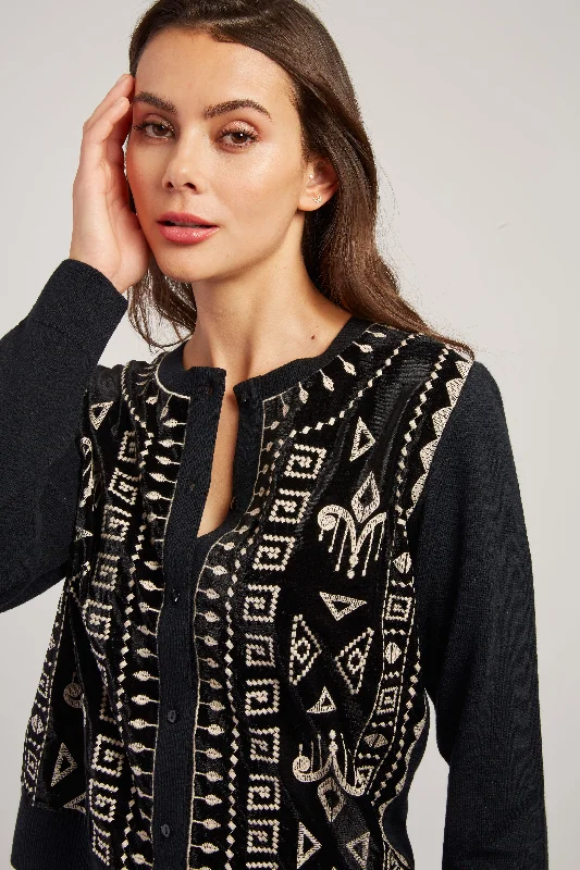 Thin cotton cardigan -Delia  Embroidered Cardigan