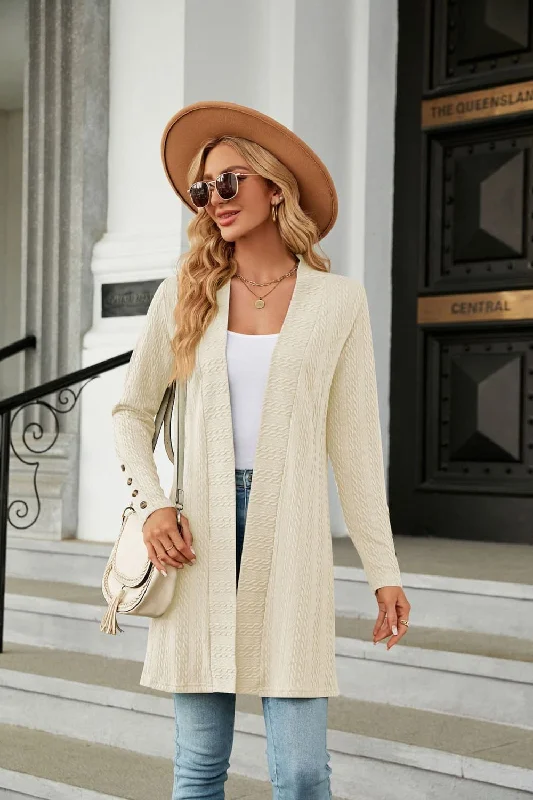 Extra long black cardigan -Long Sleeve Open Front Cardigan