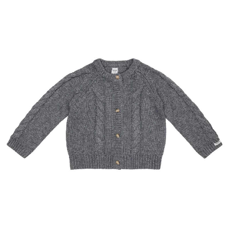 Warm beige cardigan -Luko Cardigan | Iron Grey Melange