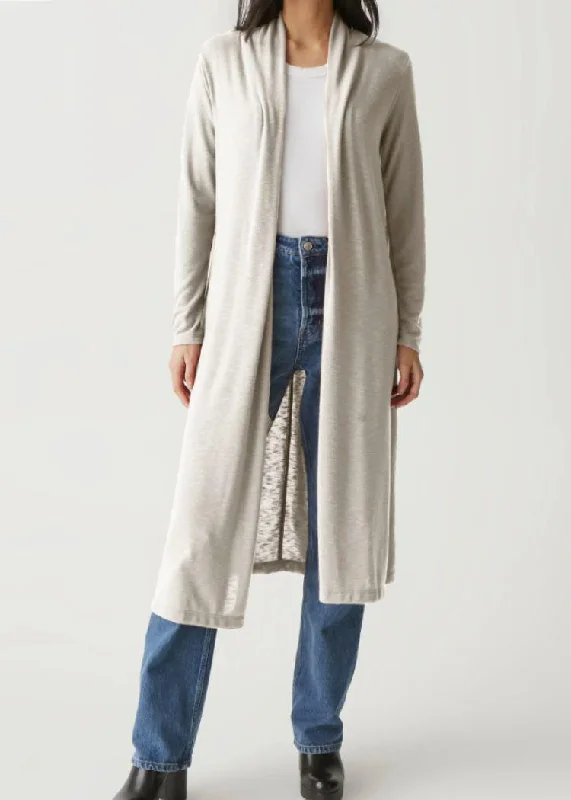 Midi grey cardigan -Michael Stars Izzy Open Cardigan- Oatmeal