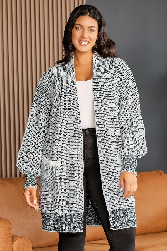 Classic grey cardigan -Plus Size Open Front Longline Cardigan