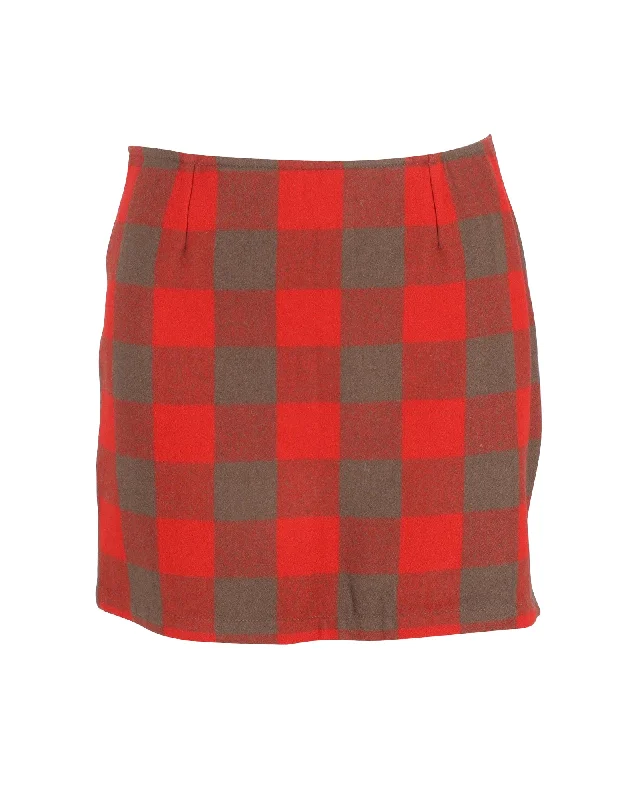 Sports skirts team -A.P.C. Checkered Mini Skirt in Red Wool