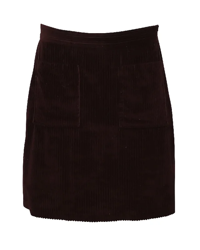 Hiker skirts climb -A.P.C. Solene Corduroy Skirt in Burgundy Cotton