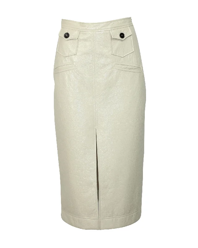 Sunset skirts glow -Alexa Chung Midi Pencil Skirt in White Cream PVC