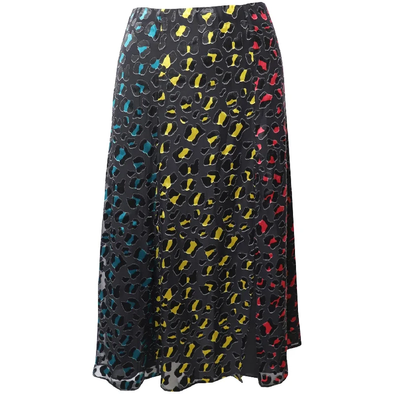 Summer skirts sun -Alice + Olivia Janessa Rainbow Leopard Print Midi Skirt in Multicolor Viscose