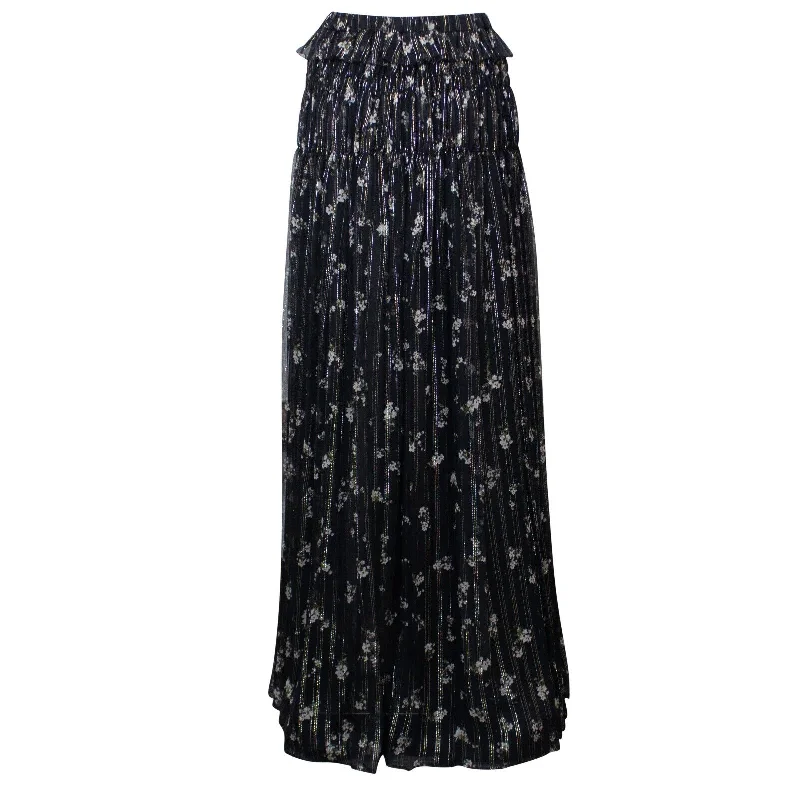 Adventure skirts bold -Amiri Floral Chiffon Maxi Skirt - Black