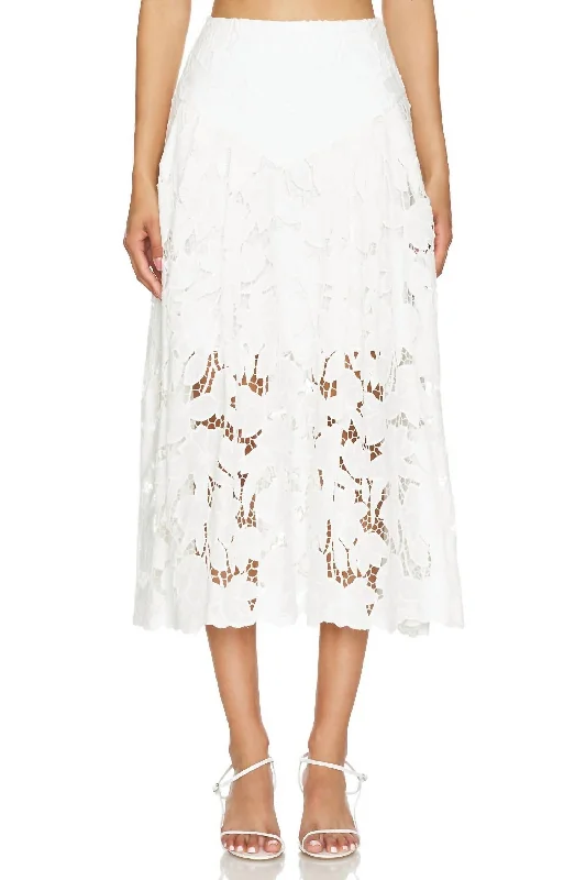 Work skirts grind -Artemisa Midi Lace Skirt In White